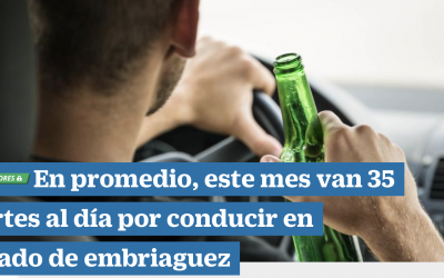 En promedio, este mes van 35 partes al día por conducir en estado de embriaguez